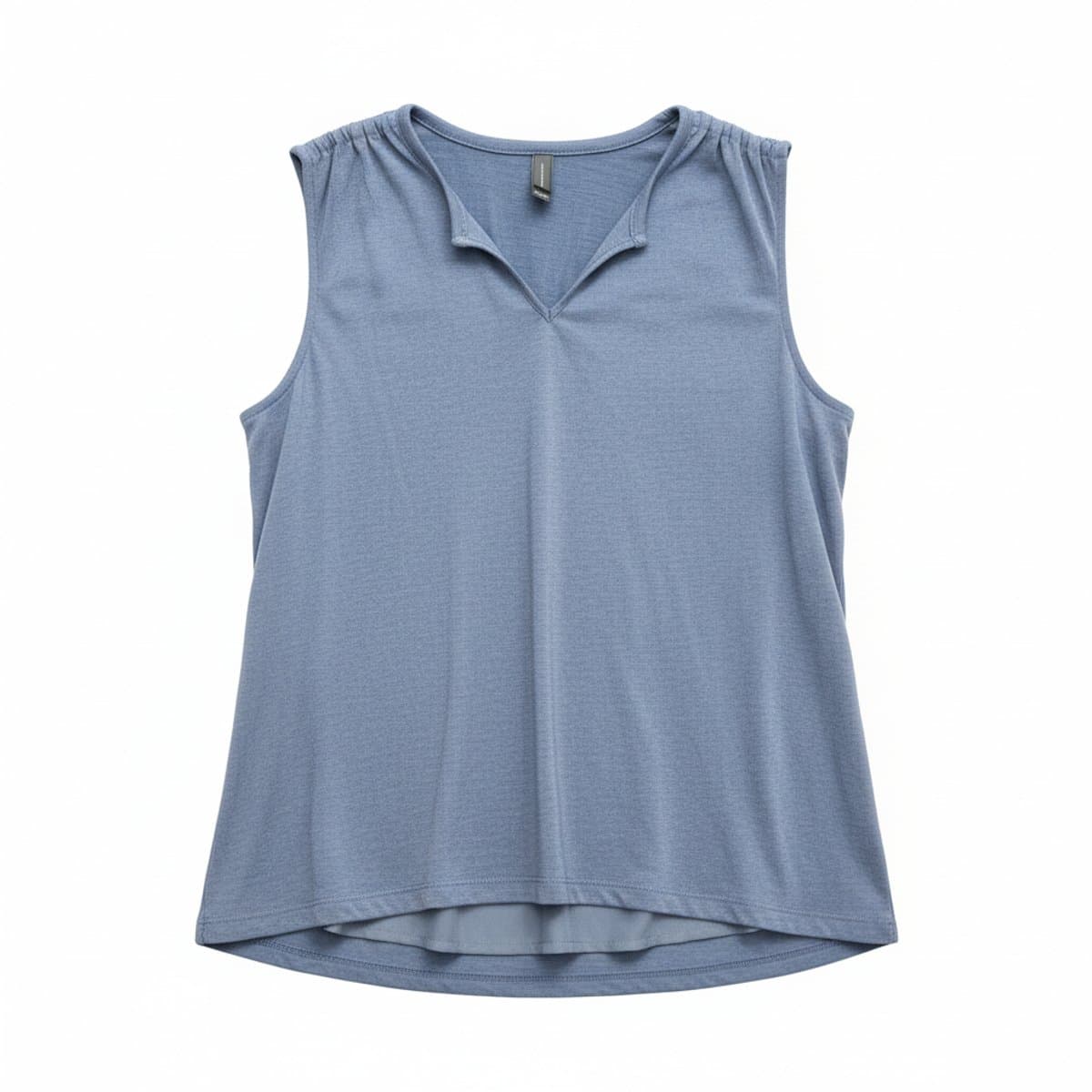 Essential Blue Heathered Tank with Subtle Pleat Detail