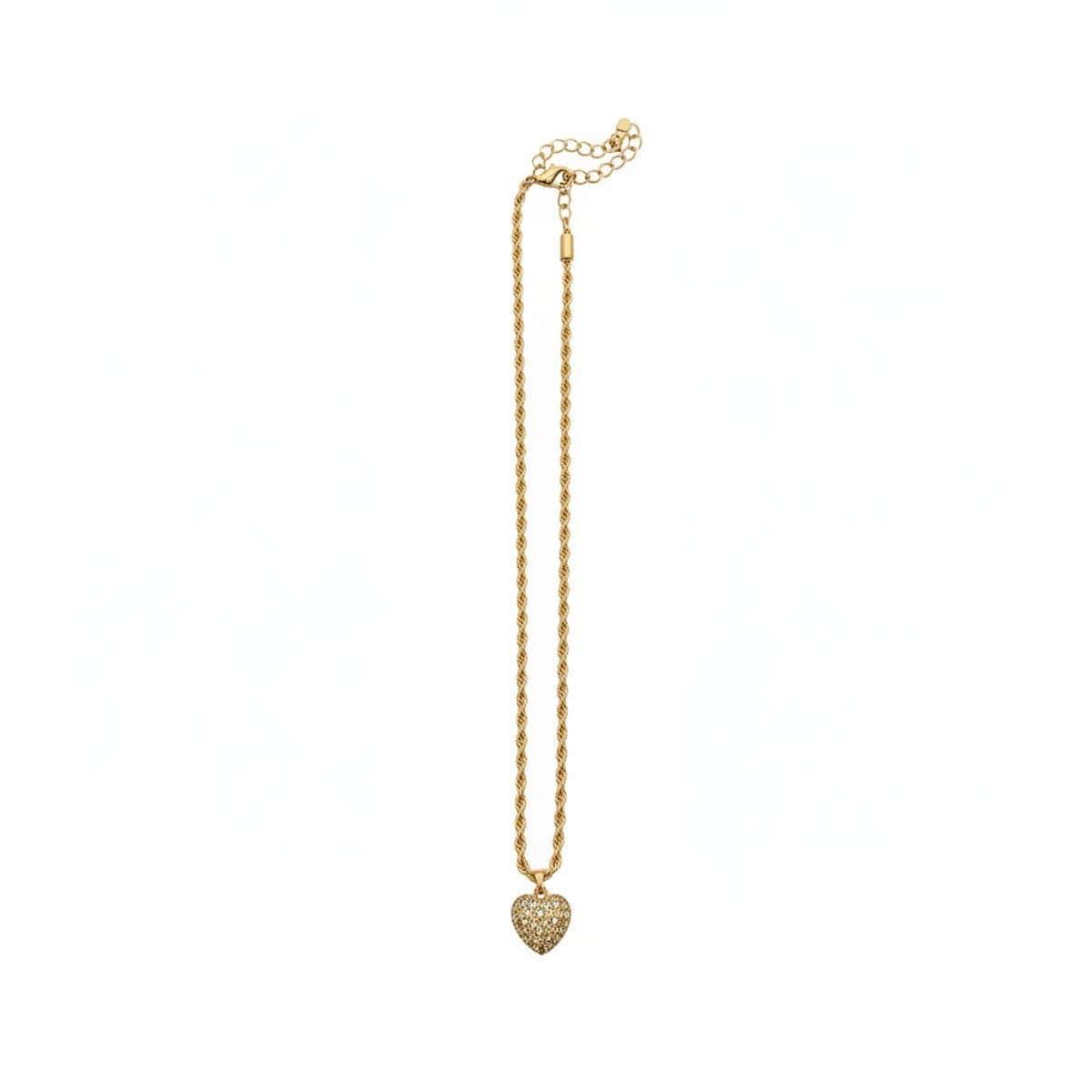 Vintage-Inspired Gold Tone Rope Chain with Filigree Heart Pendant