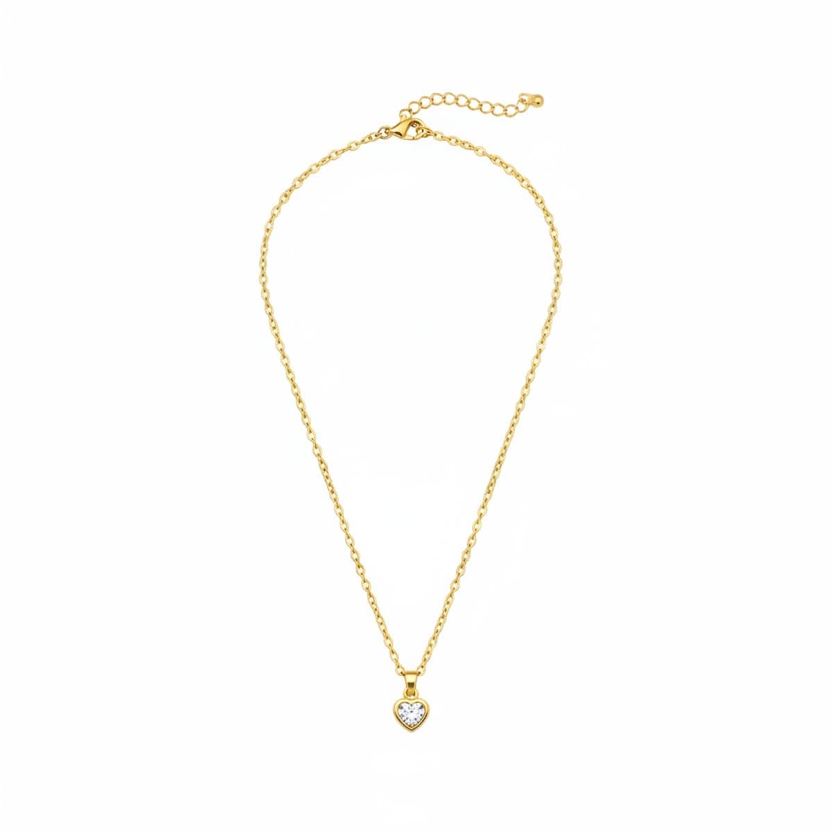 Dainty Gold-Tone Mother of Pearl Heart Pendant Necklace