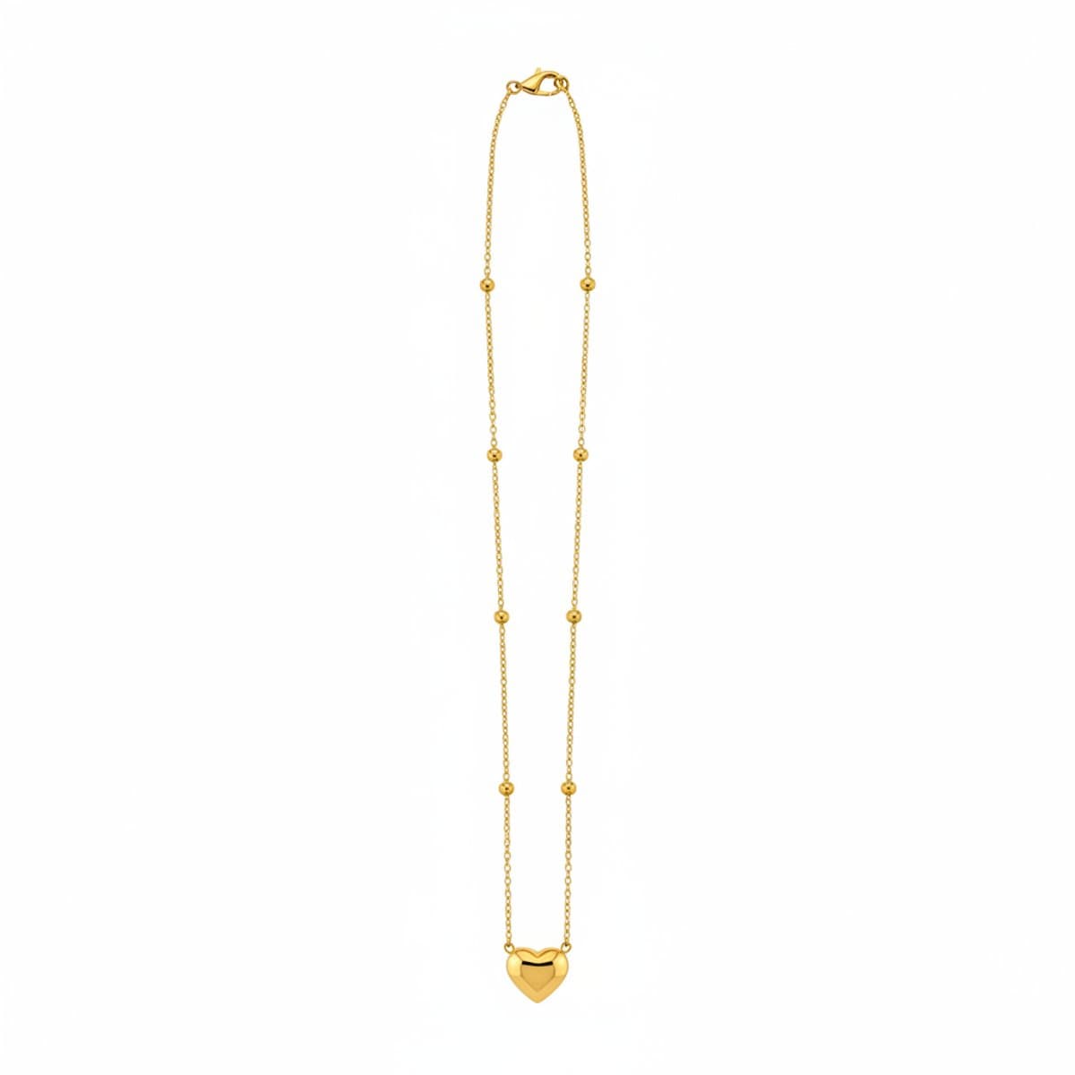 Minimalist Gold-Tone Satellite Heart Charm Necklace