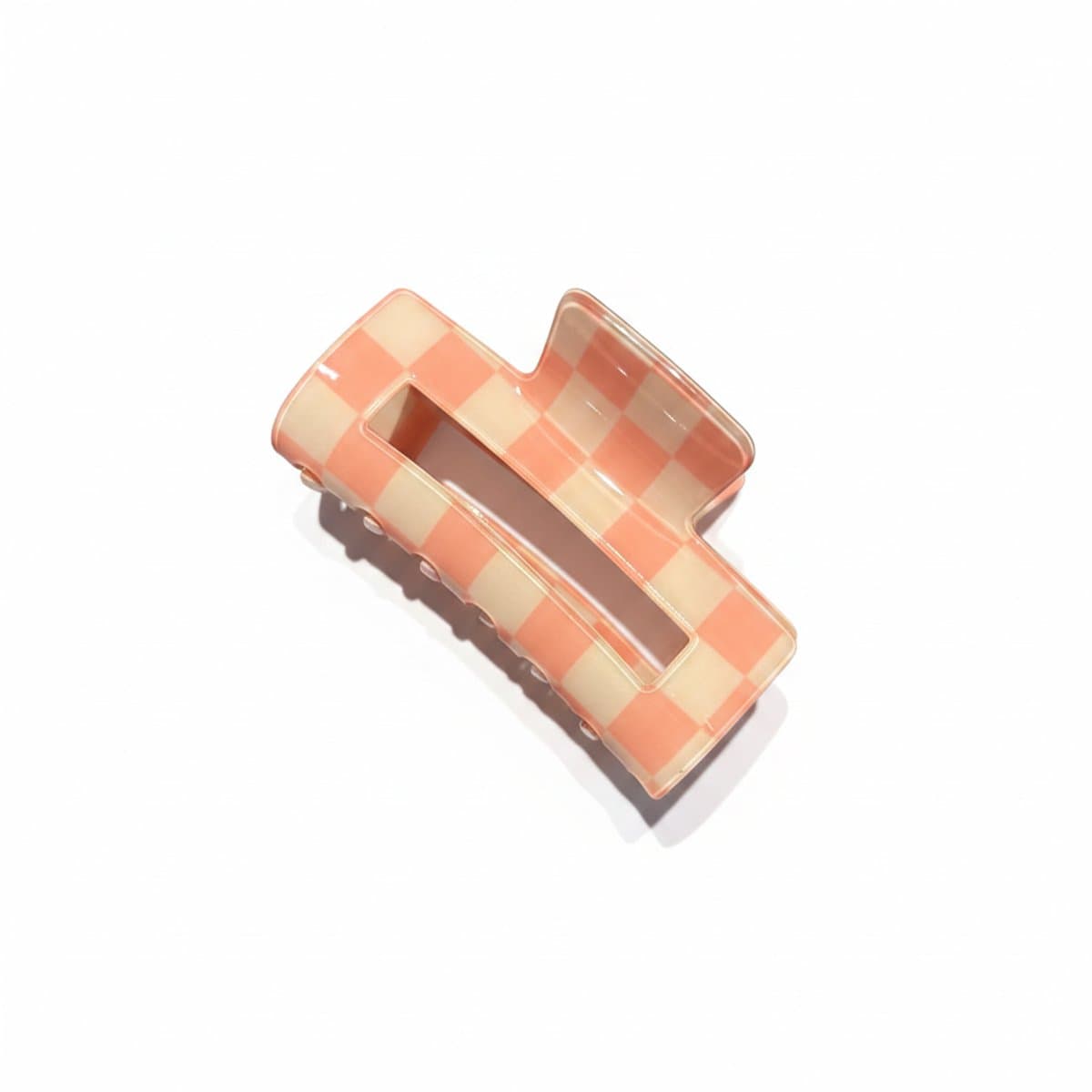 Pink Gingham Checkered Hair Claw Clip