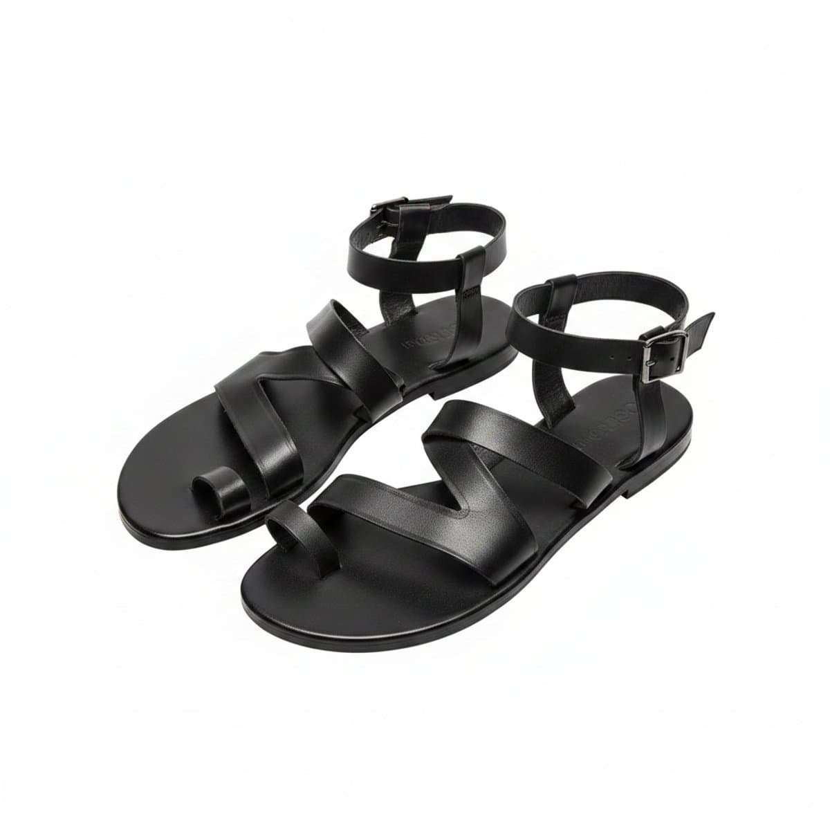 Dune London Black Leather Gladiator Wrap Sandals