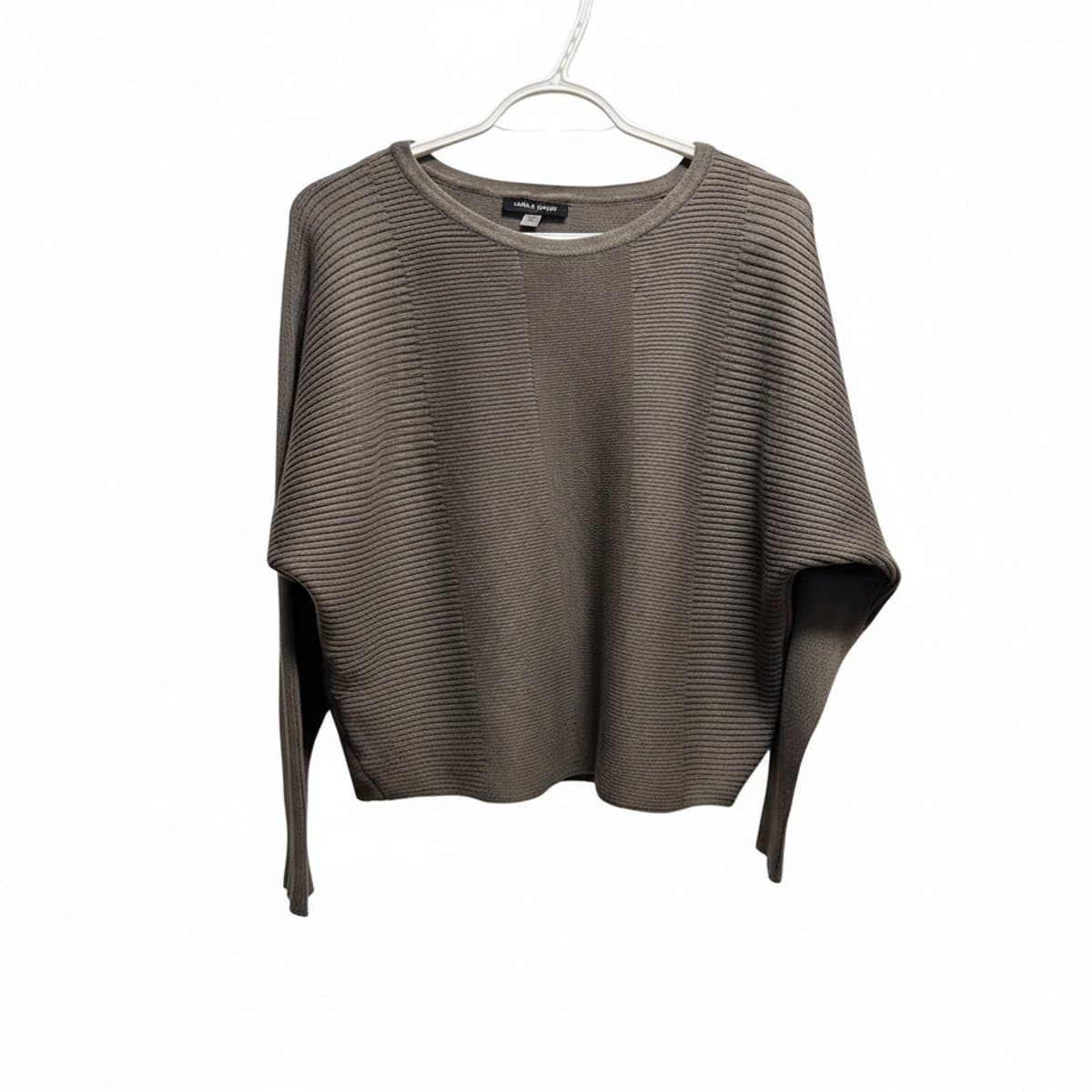 Cable & Gauge Architectural Taupe Ribbed Batwing Sweater