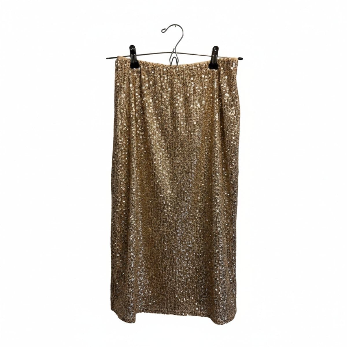 Champagne Gold Shimmer Sequin Midi Skirt