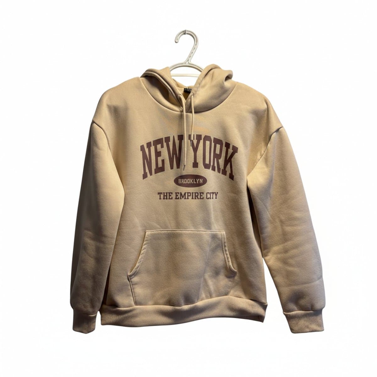 Urban Heritage 'New York' Collegiate Hoodie in Sand