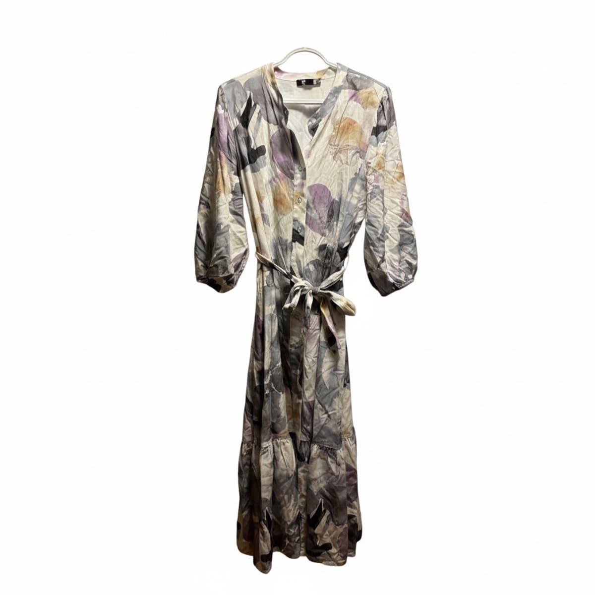 Enchanting Abstract Watercolor Button-Down Midi Dress