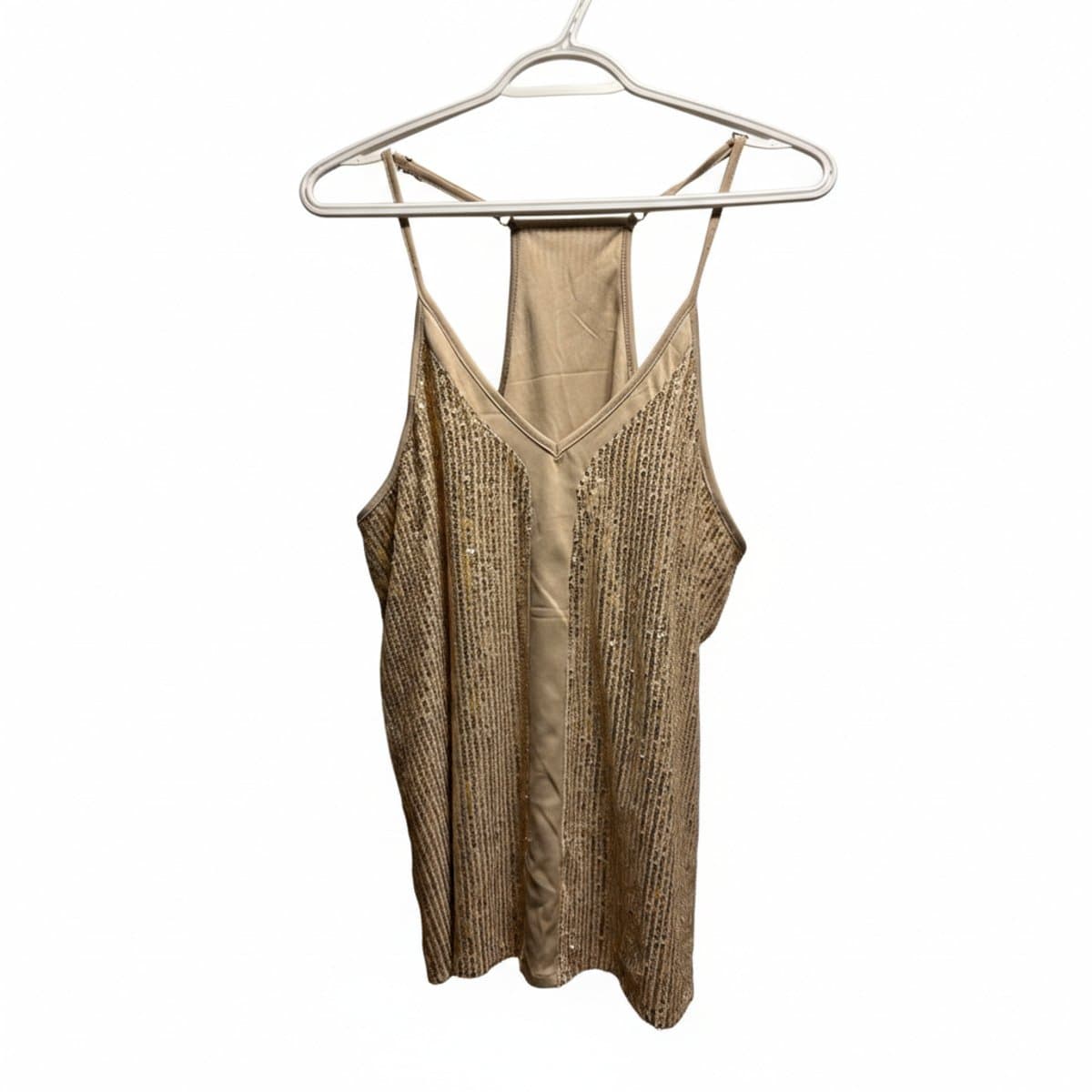 Gilded Radiance Champagne Sequin Racerback Camisole