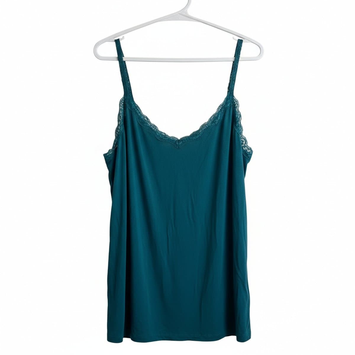 Jewel-Toned Lace-Trim Camisole in Deep Teal