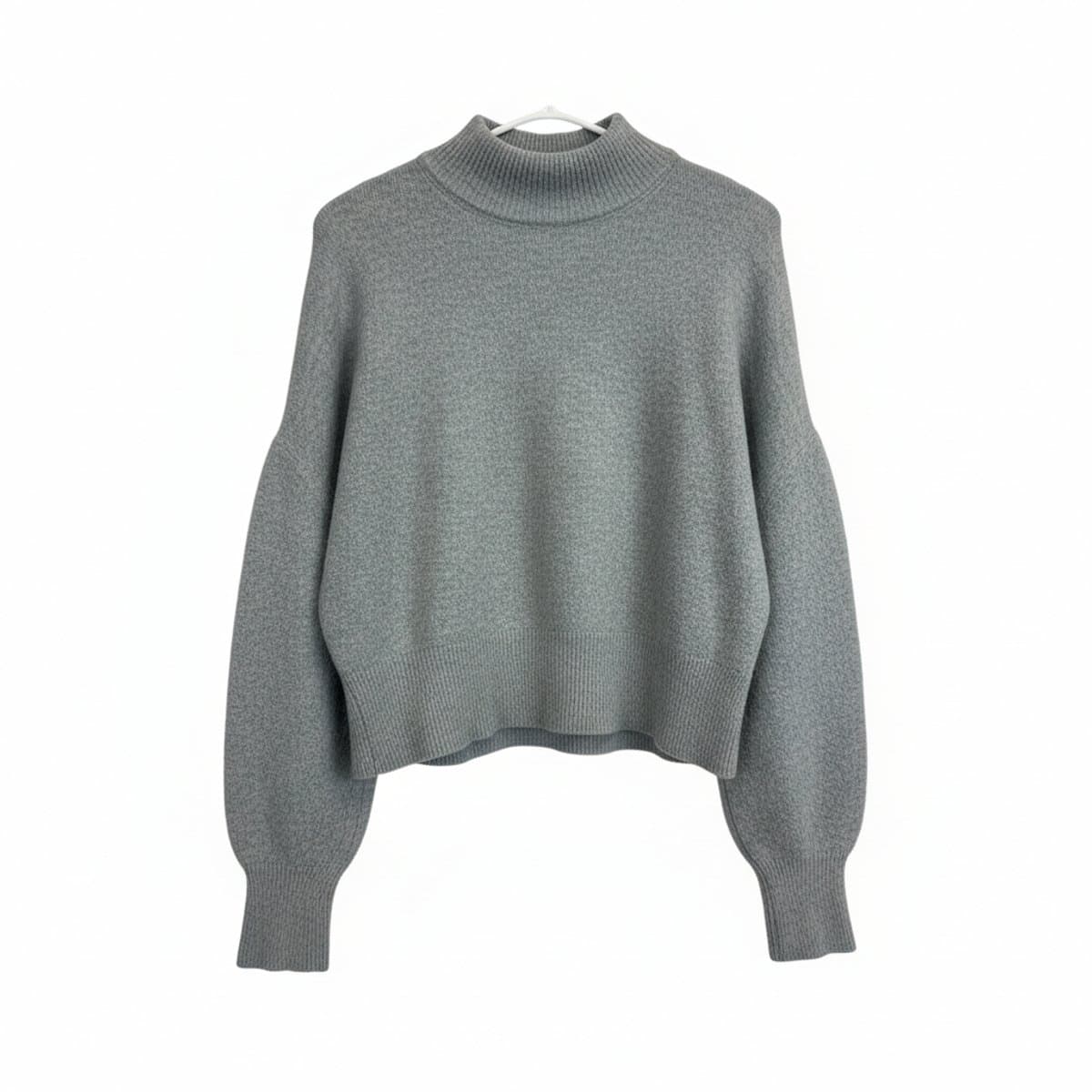 Ethereal Dusty Sage Mock Neck Balloon Sleeve Knit