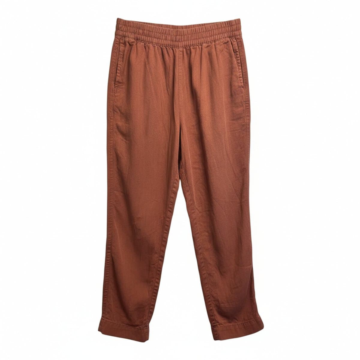 Earthbound Terracotta Relaxed Linen-Blend Trousers