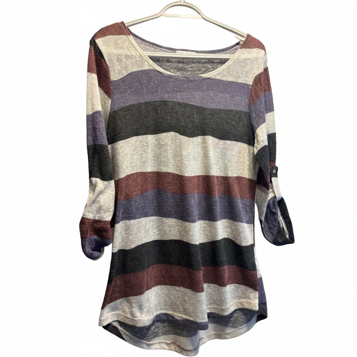 The Parisian Palette: Multi-Stripe Roll-Tab Knit Tunic