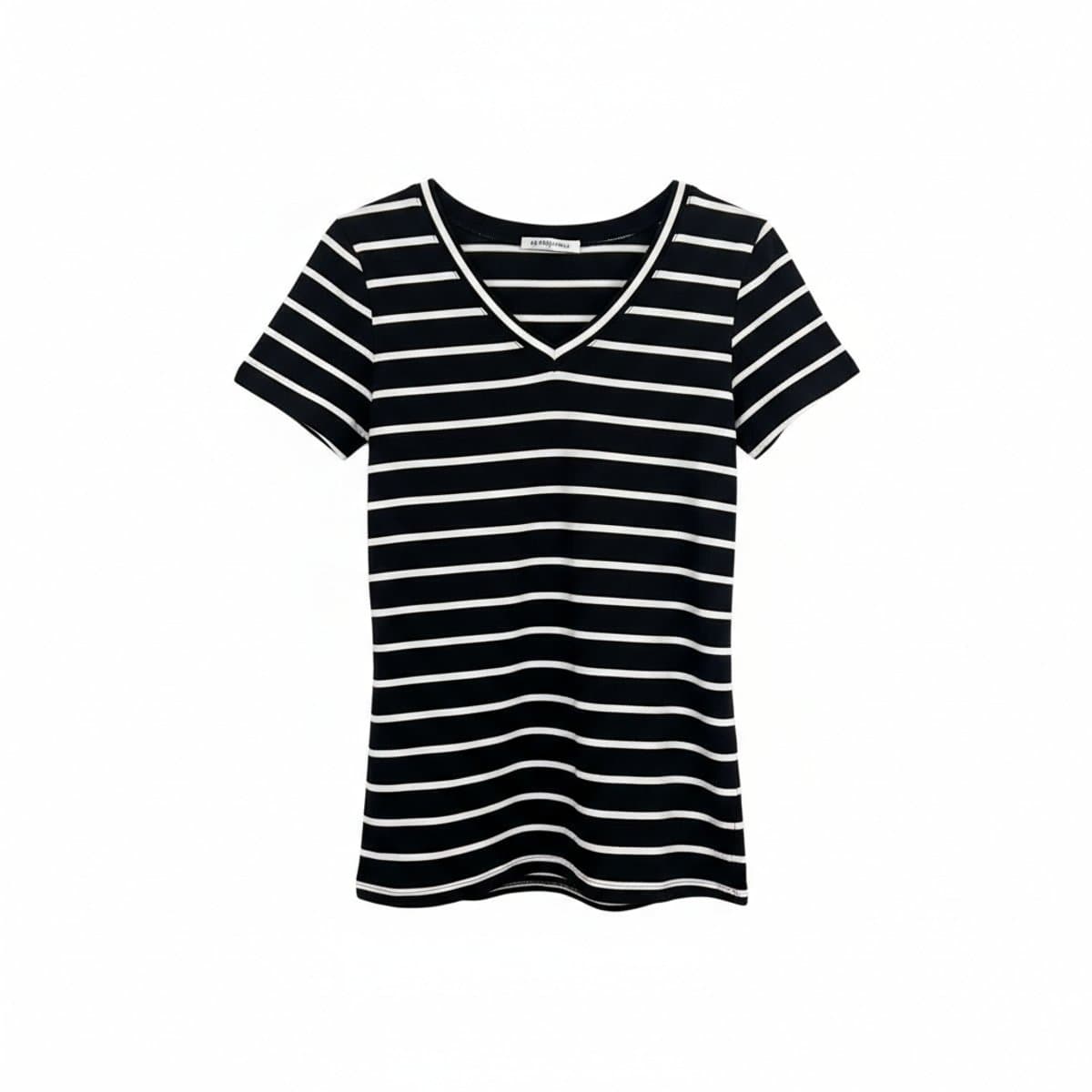 Zenana Premium Parisian-Chic Striped V-Neck Tee