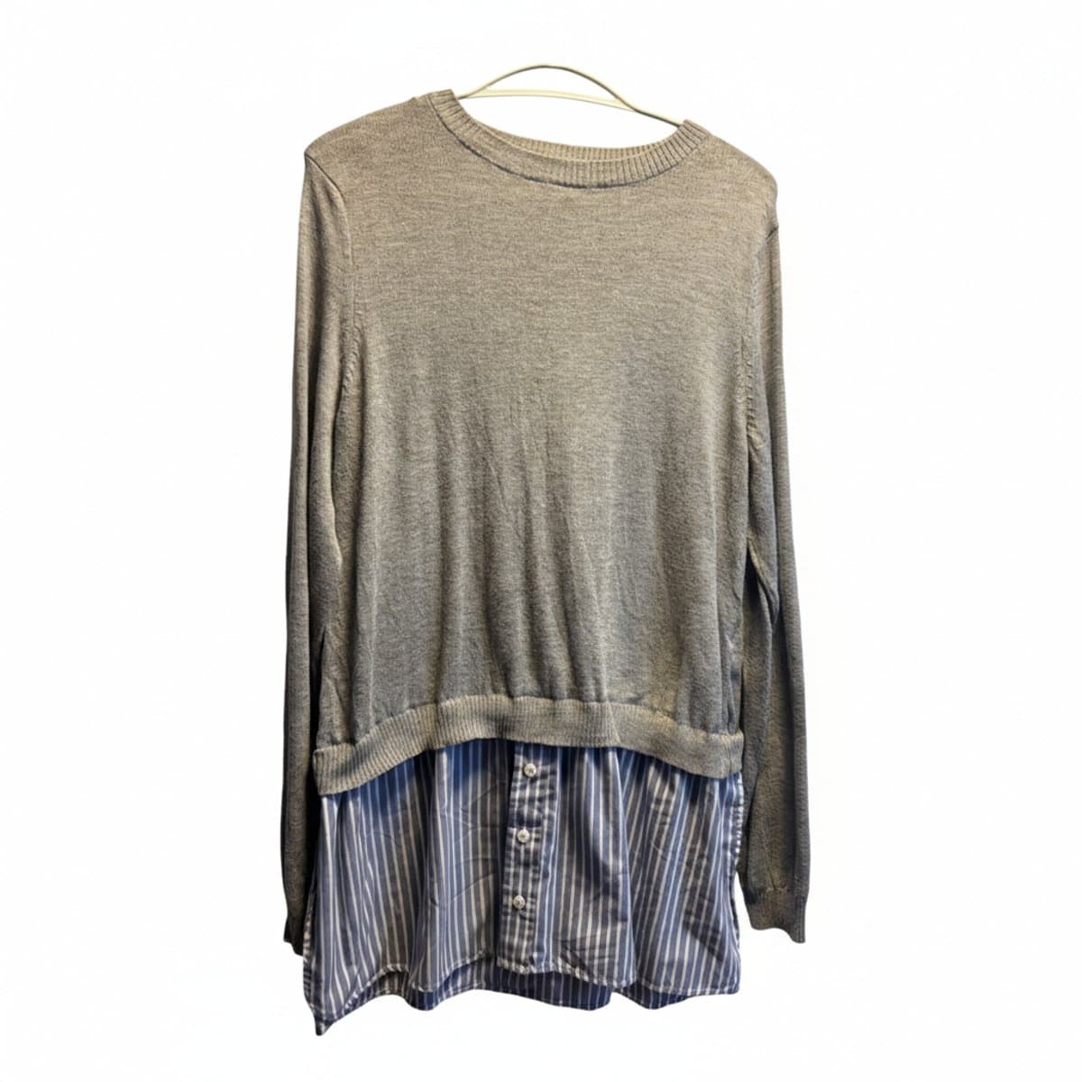 The 'Effortless Professional' Mixed-Media Layered Knit & Poplin Top