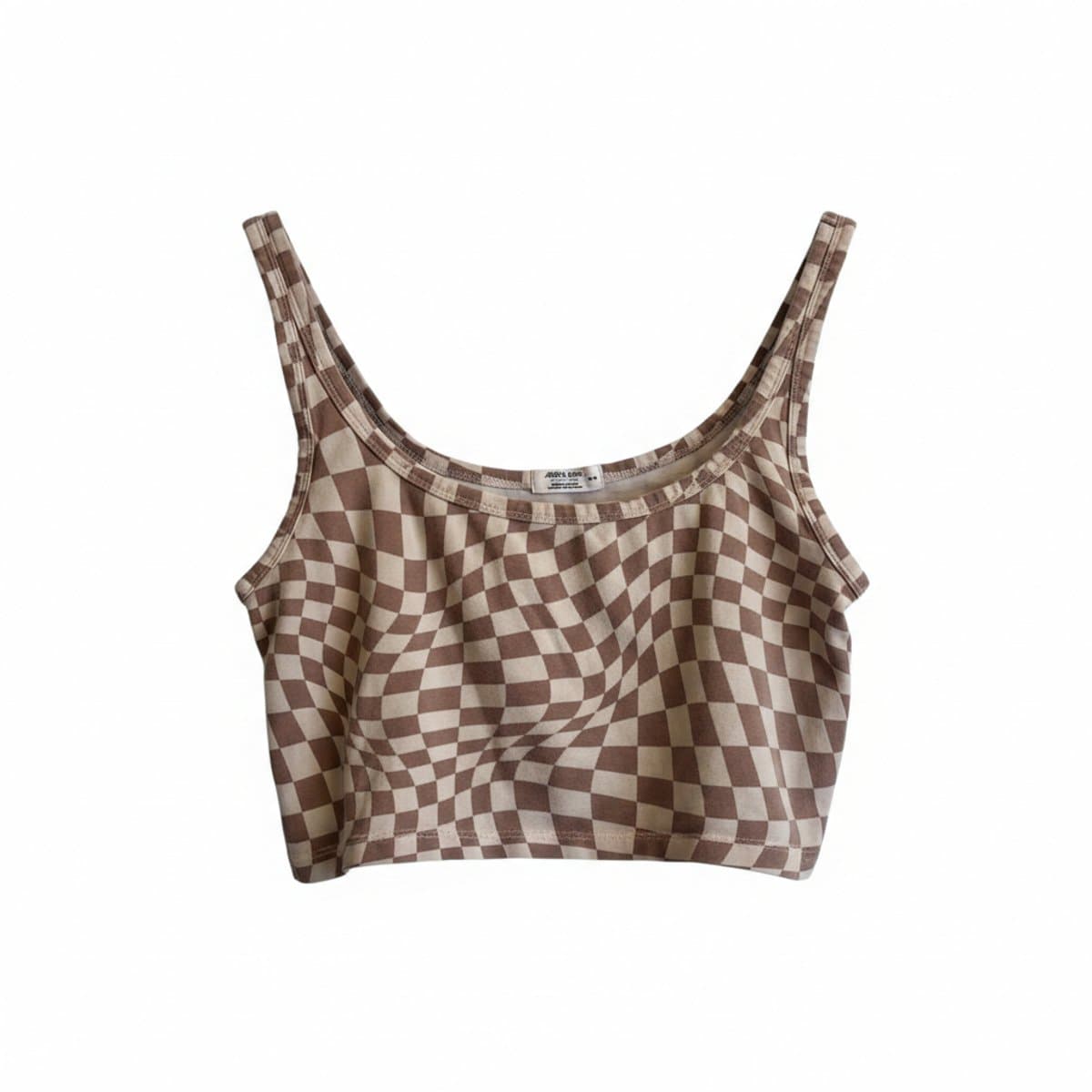 Retro-Inspired Ardene Warp Checkerboard Cropped Tank