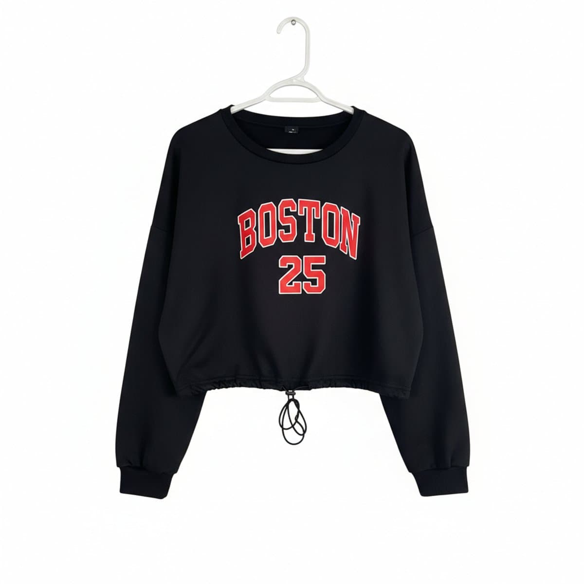 Retro-Inspired 'Boston 25' Cropped Varsity Sweatshirt