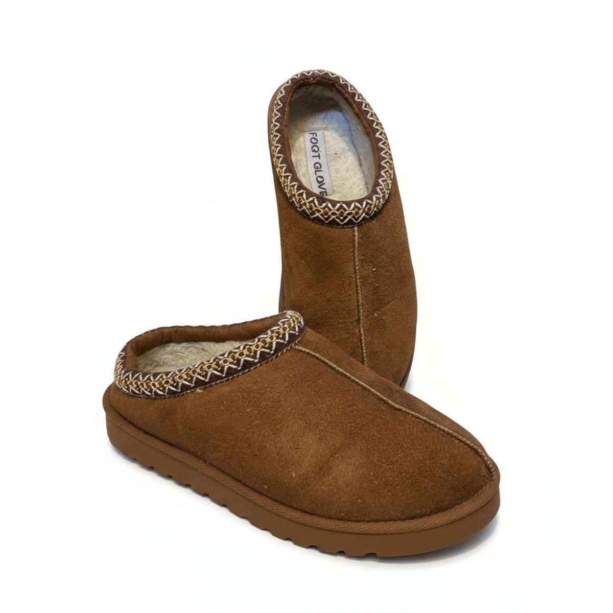 Boho-Luxe Chestnut Suede Slippers by Foot Glove