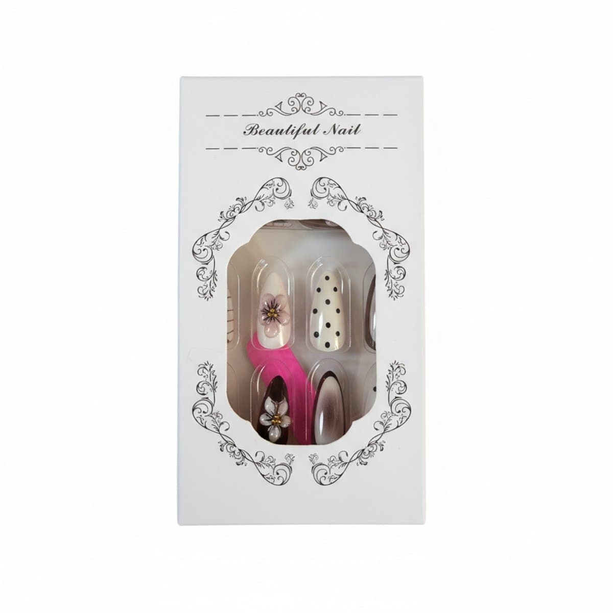 Vintage-Chic 3D Floral Press-On Nail Set