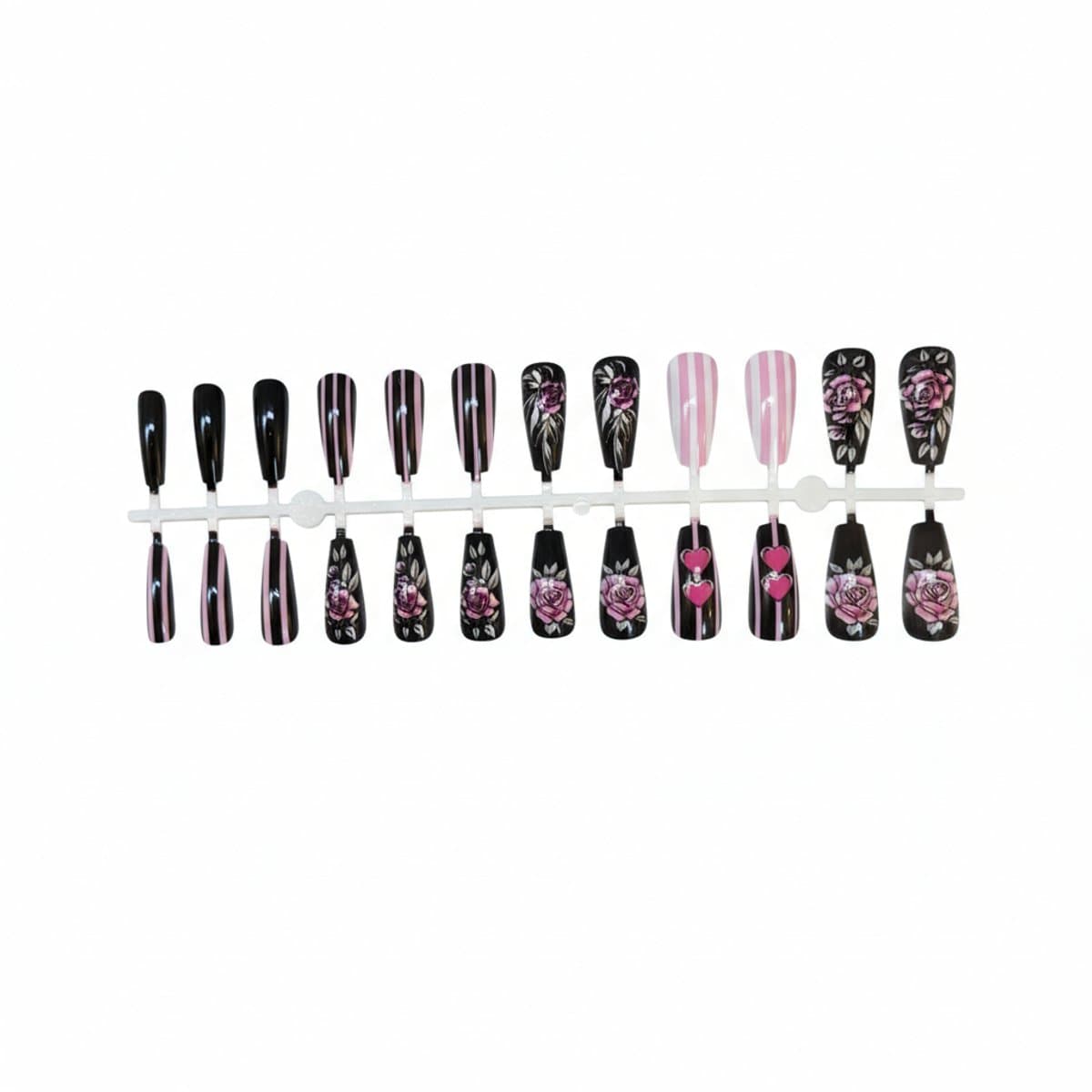 Midnight Bloom & Hearts Press-On Nail Set