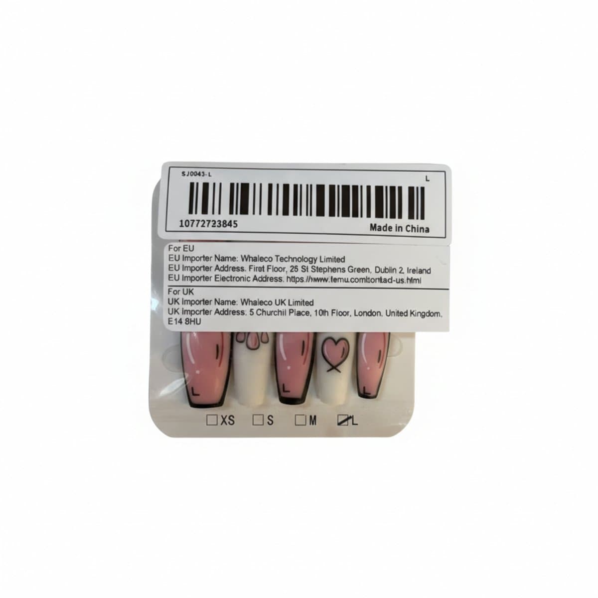 Chic Cartoon Heart Press-On Nails - Size L