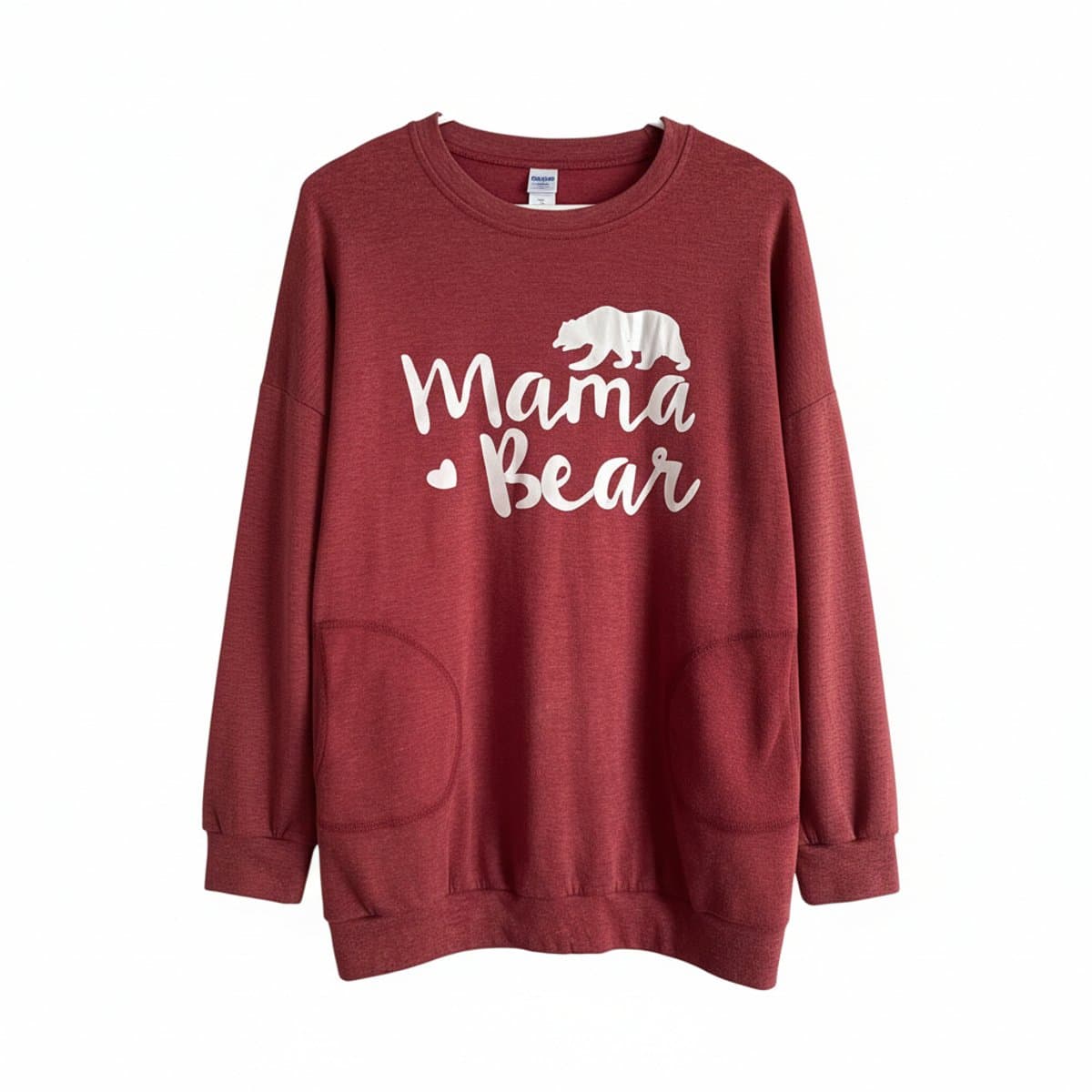 Cozy 'Mama Bear' Heathered Tunic Sweatshirt with Pockets