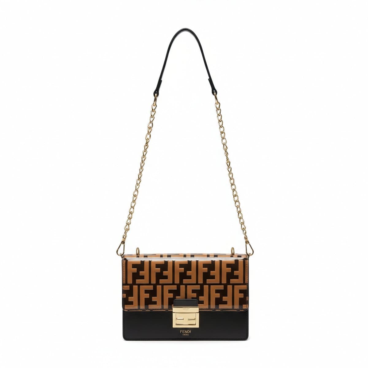 Iconic Fendi Roma Zucca Monogram Chain Crossbody Bag