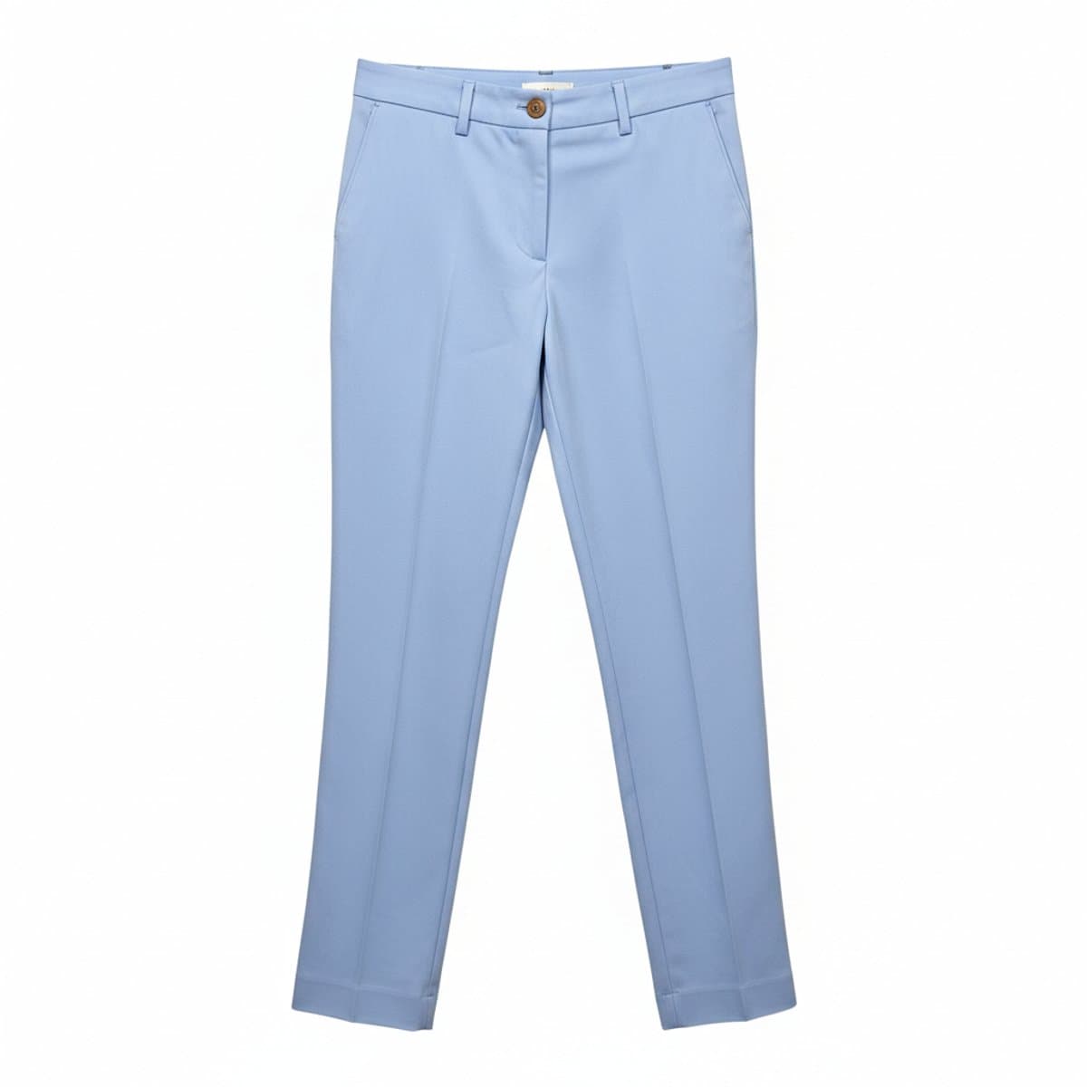Chic Sky Blue Tailored Slim-Fit Trousers