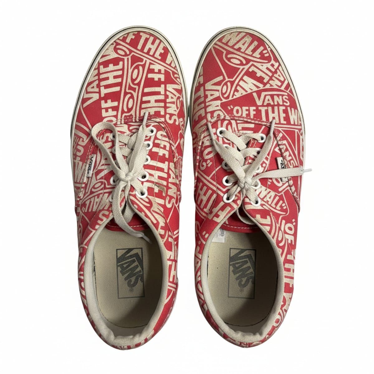Iconic Vans 'Off The Wall' All-Over Logo Print Era Sneakers - Vibrant Red