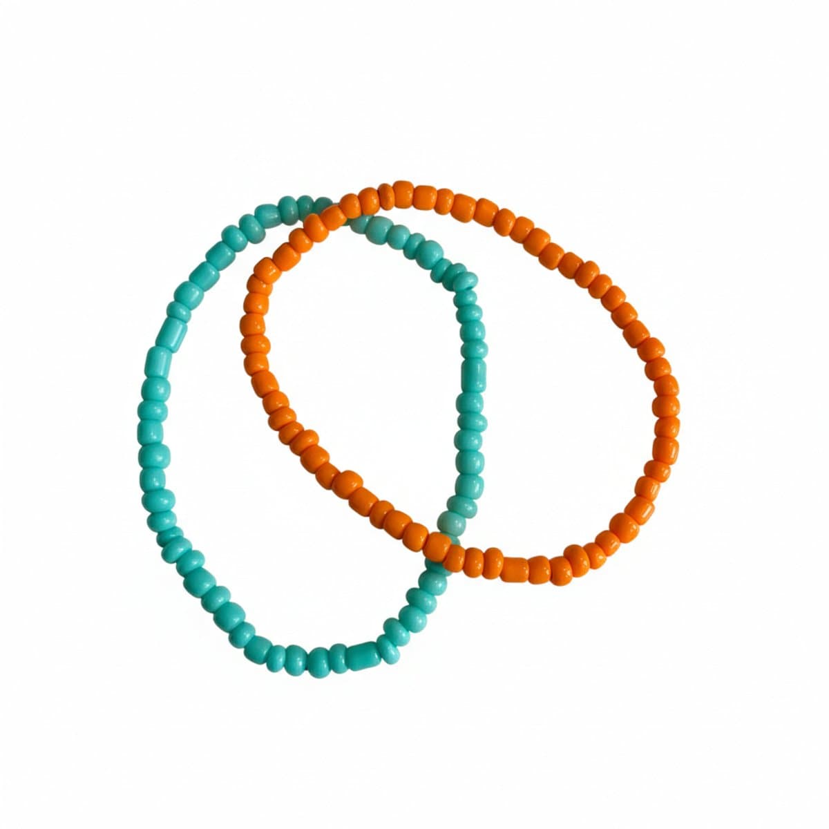 Artisan Duo: Vibrant Turquoise & Tangerine Seed Bead Bracelet Set