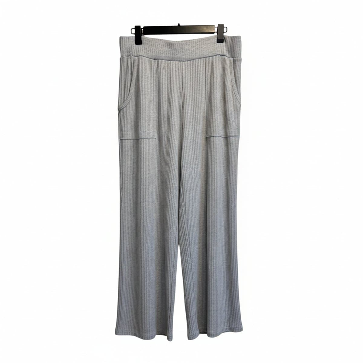 Coastal Chic Ribbed Wide-Leg Lounge Pants in Dusty Blue