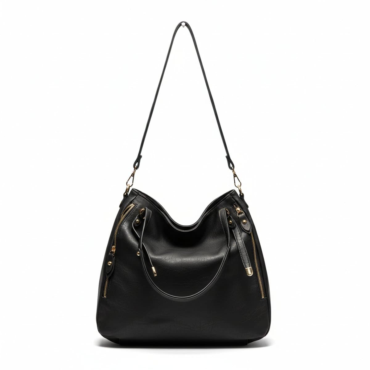 Sleek Urban Nomad Vegan Leather Multi-Zip Tote