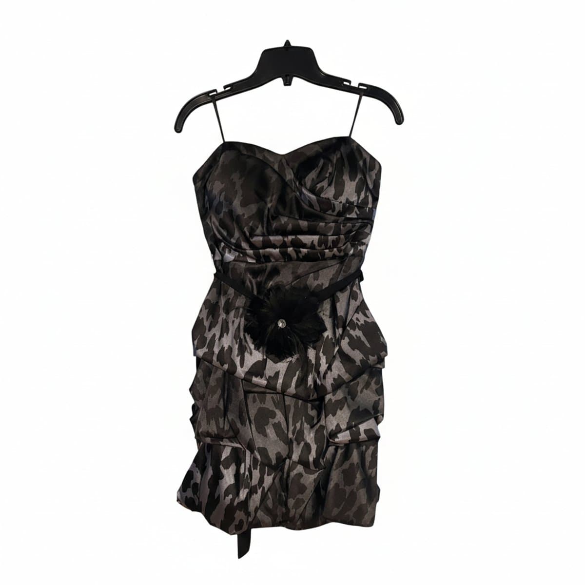 Vintage Glam Black & Charcoal Animal Print Party Dress