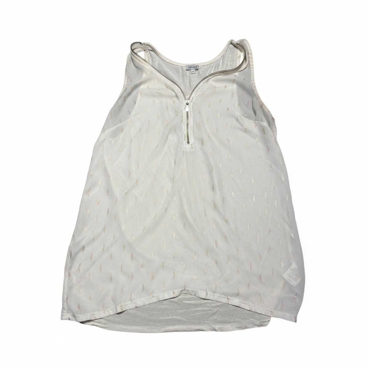 Kismet White & Gold Foil Metallic Zipper Detail Tank