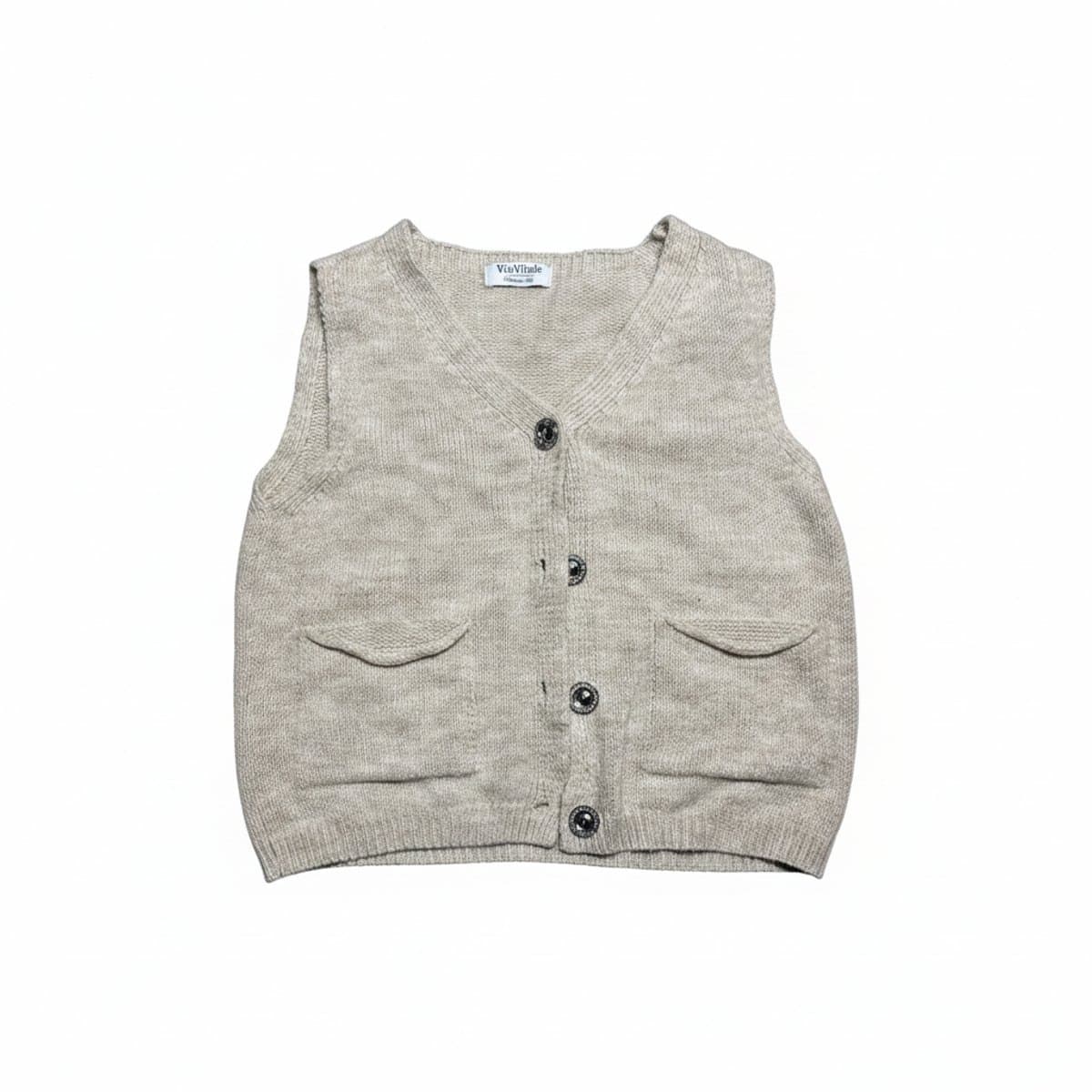 Via Vitale Italian Wool-Blend Knit Button-Up Vest