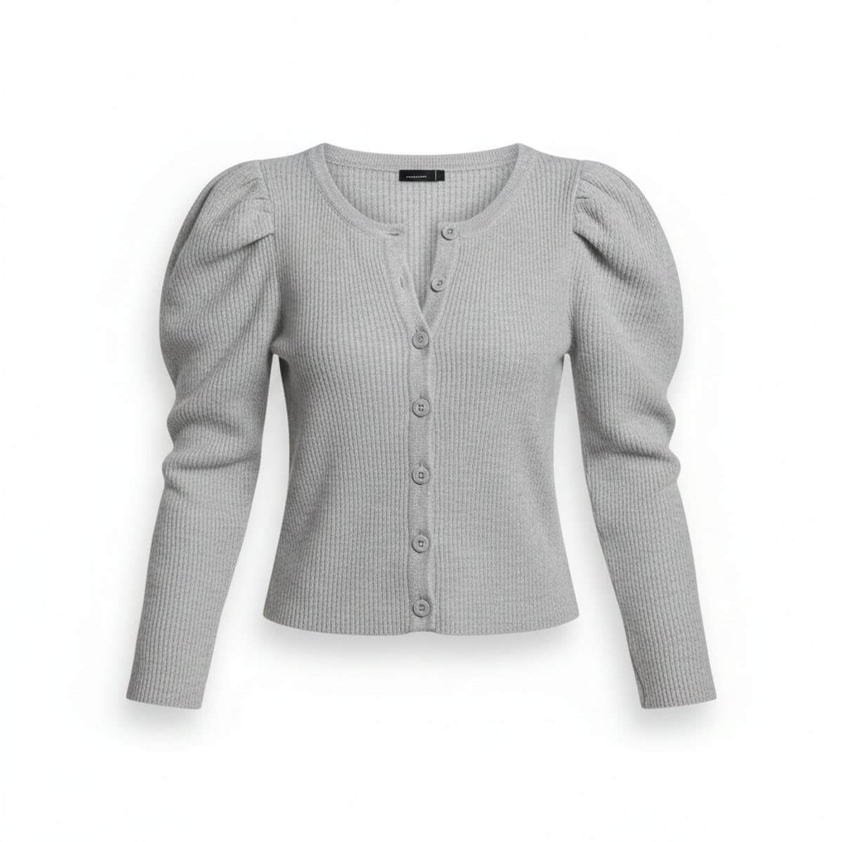 Vero Moda Grey Puff-Sleeve Knit Cardigan