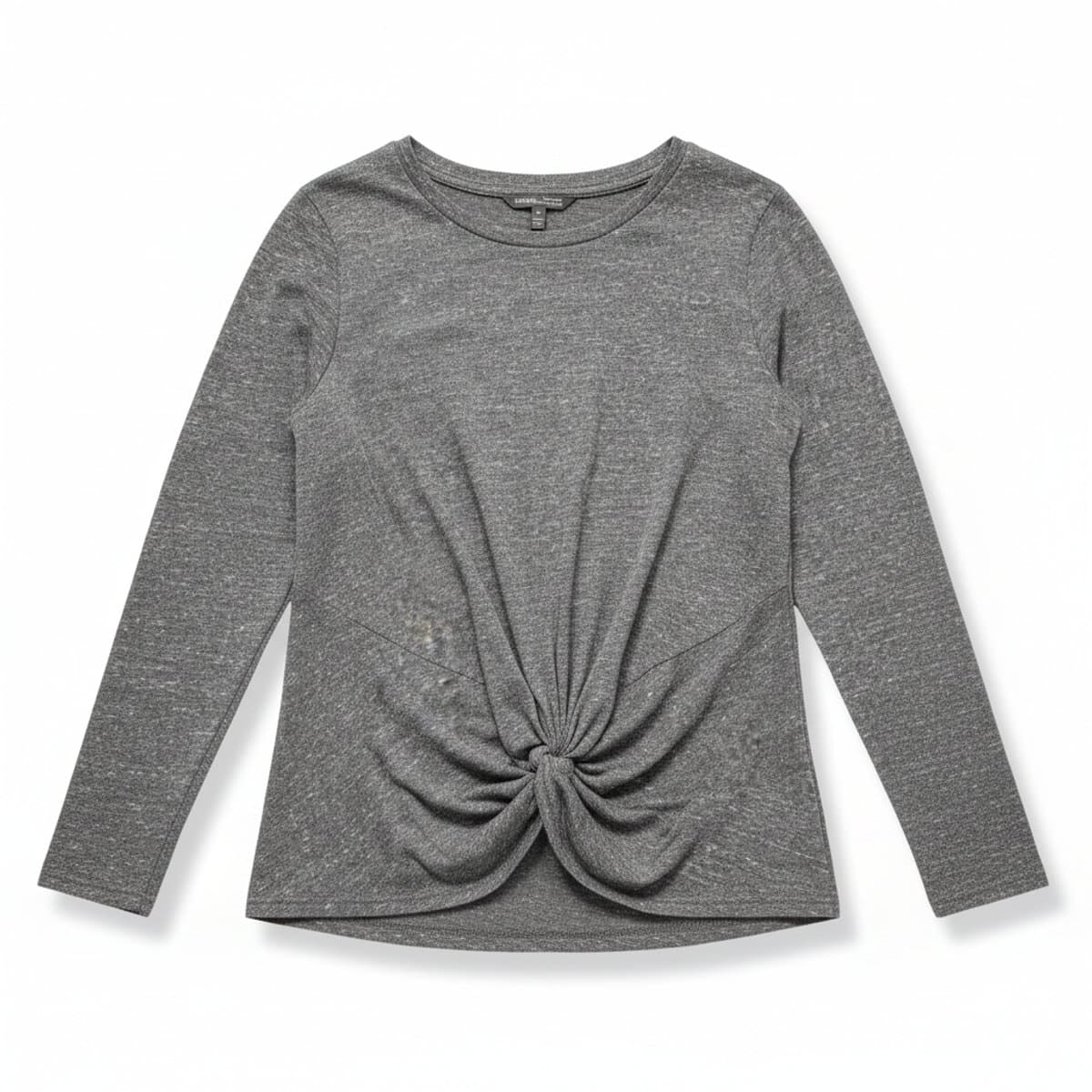 George Heather Grey Long Sleeve Twist-Front Essential Tee