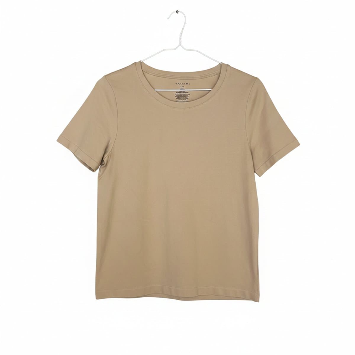 Tahari Minimalist Sand Neutral Crewneck Tee