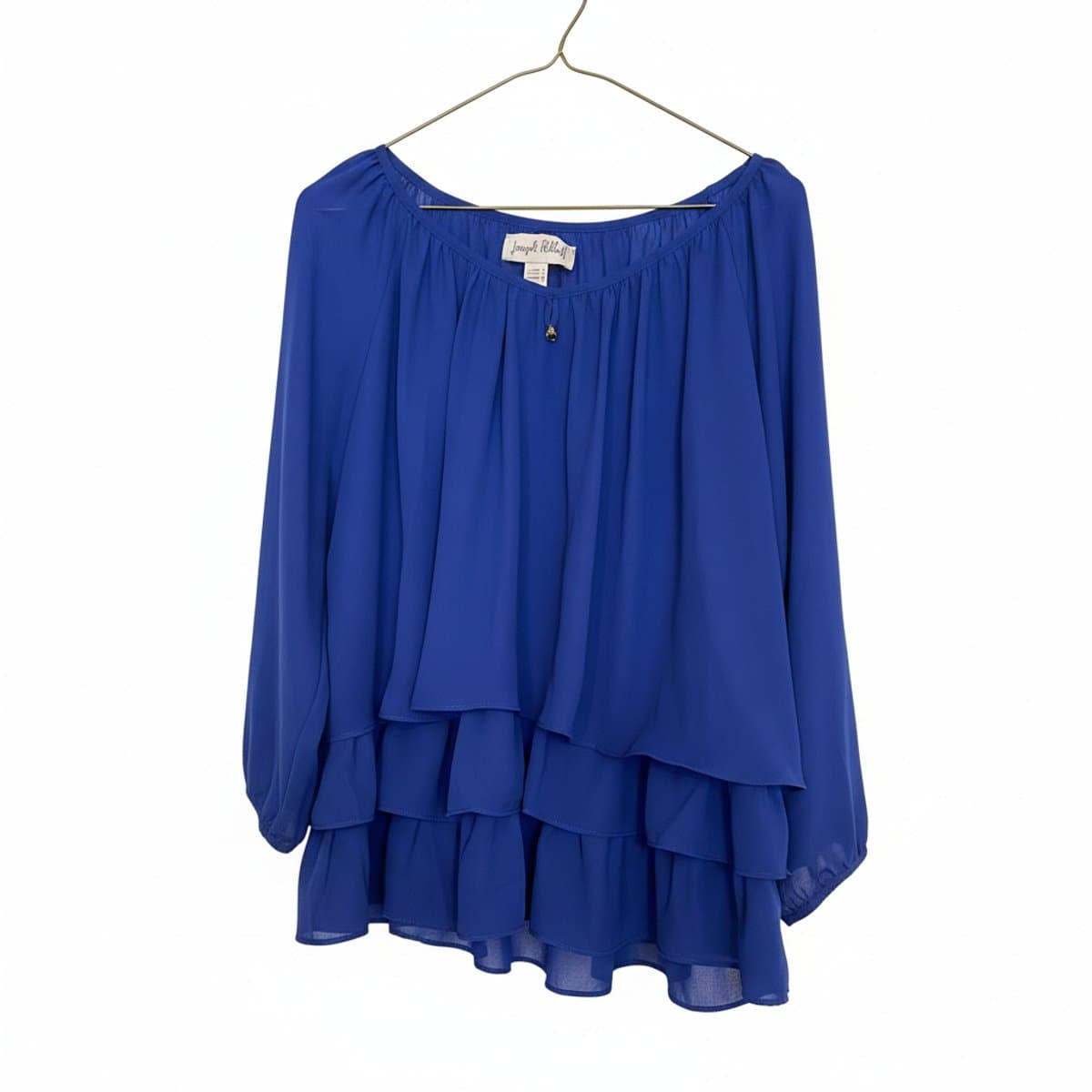 Joseph Ribkoff Electric Blue Tiered Ruffle Chiffon Blouse