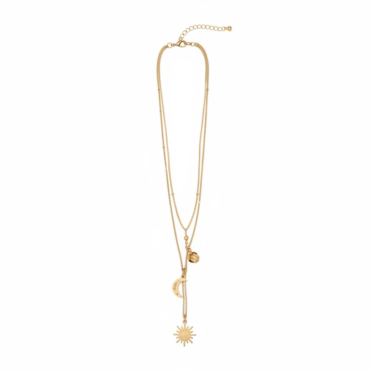 Celestial Layered Sun & Moon Gold-Tone Pendant Necklace
