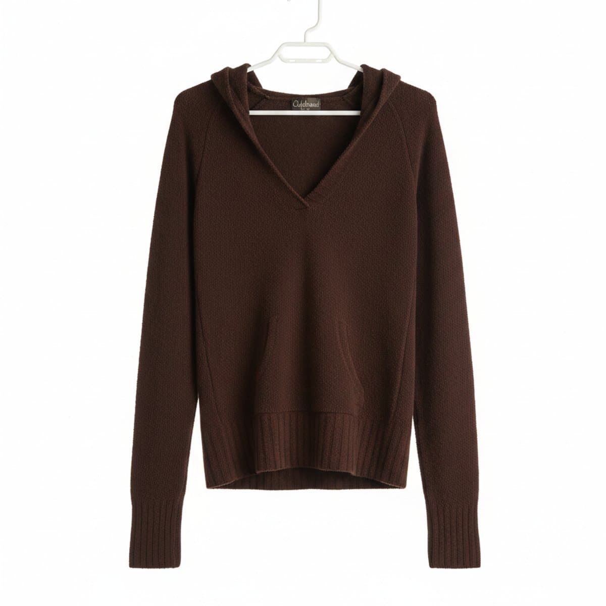 Cafebrand Deep Espresso Chenille V-Neck Hoodie