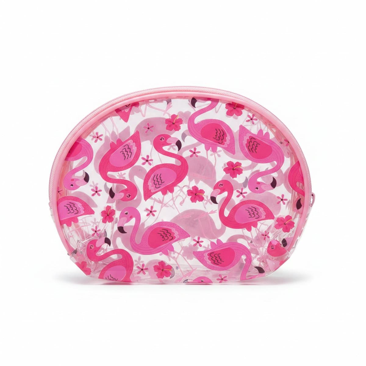 Clear Flamingo Print Keychain Pouch