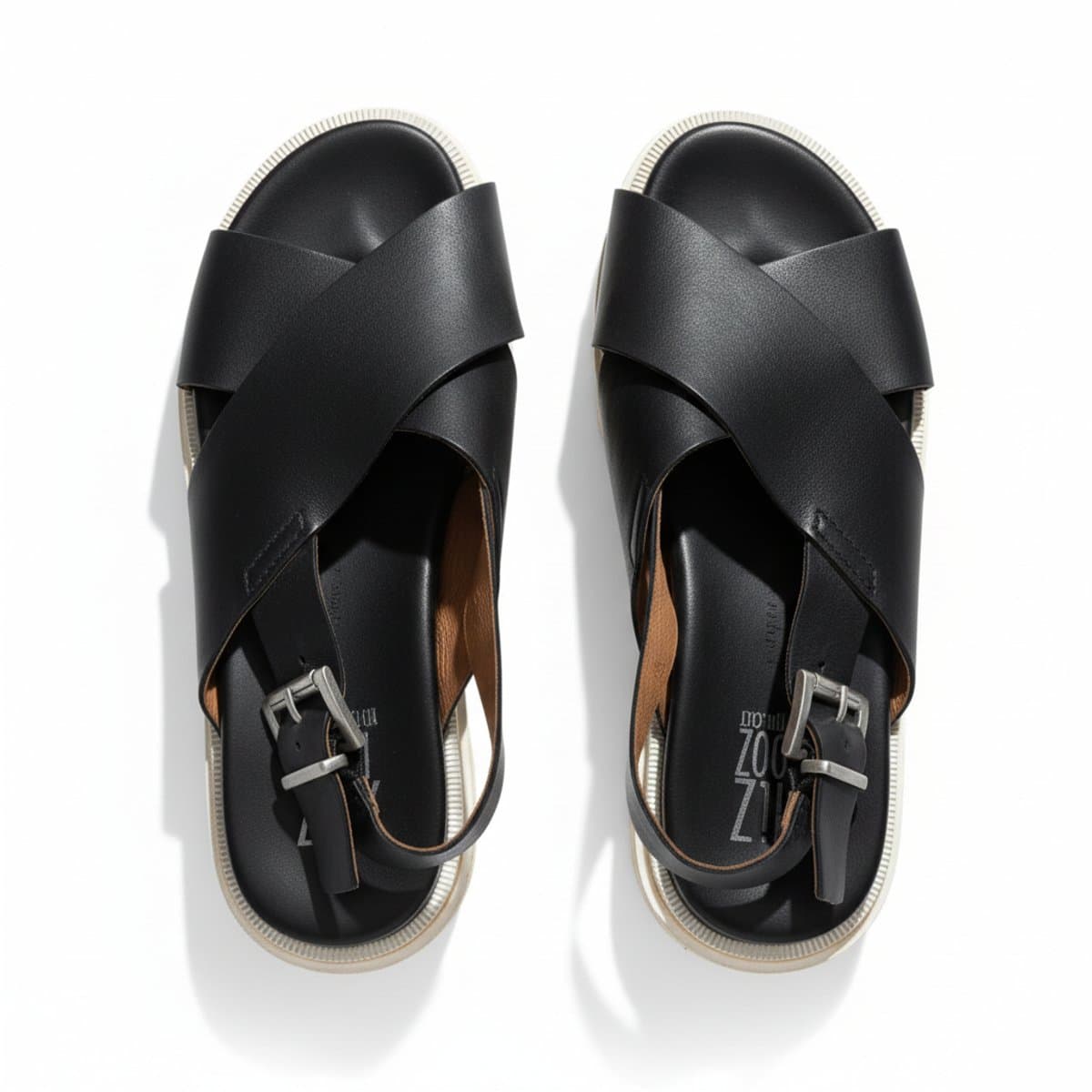 Zodiac Black Leather Sandals