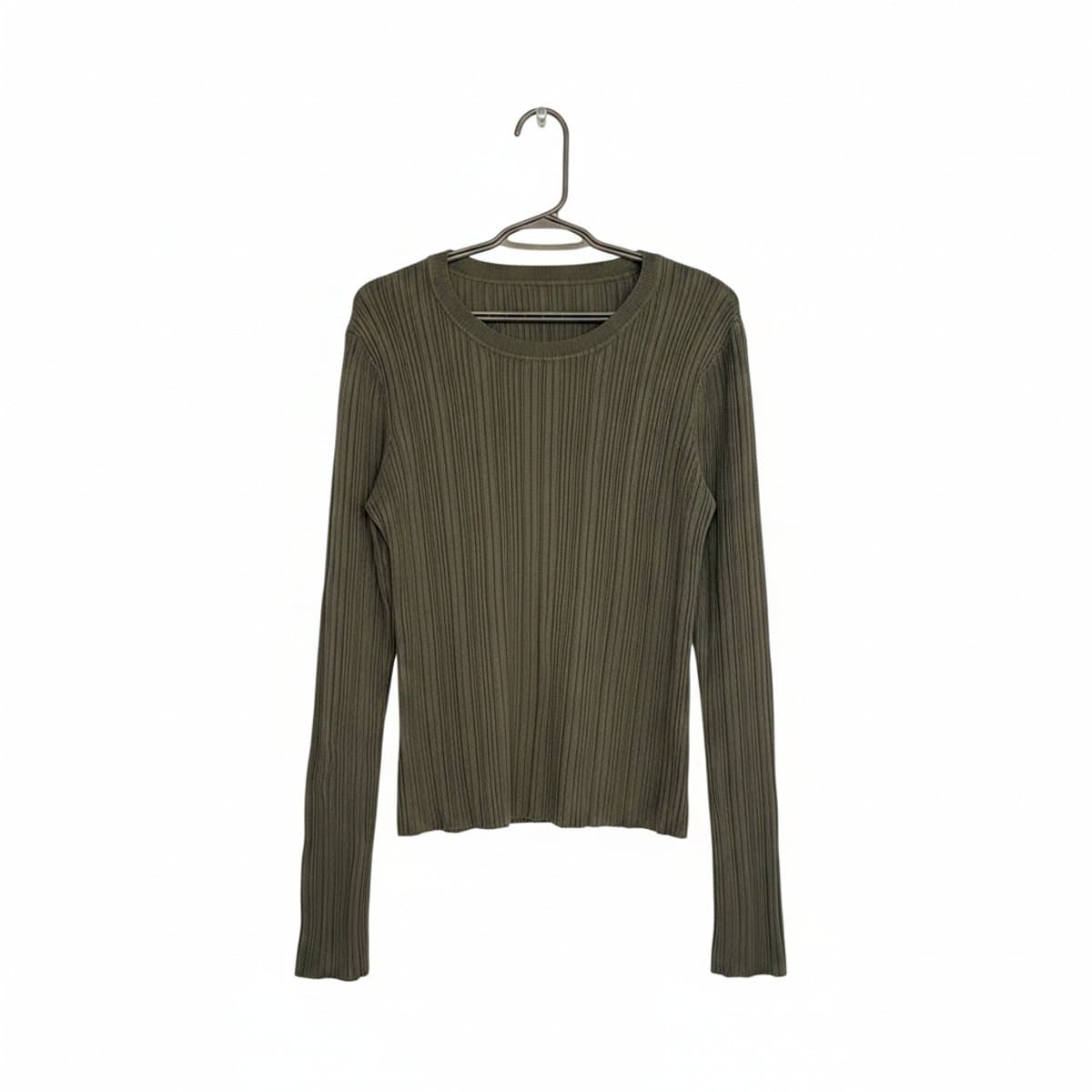 Unbranded Olive Ribbed Long Sleeve Top