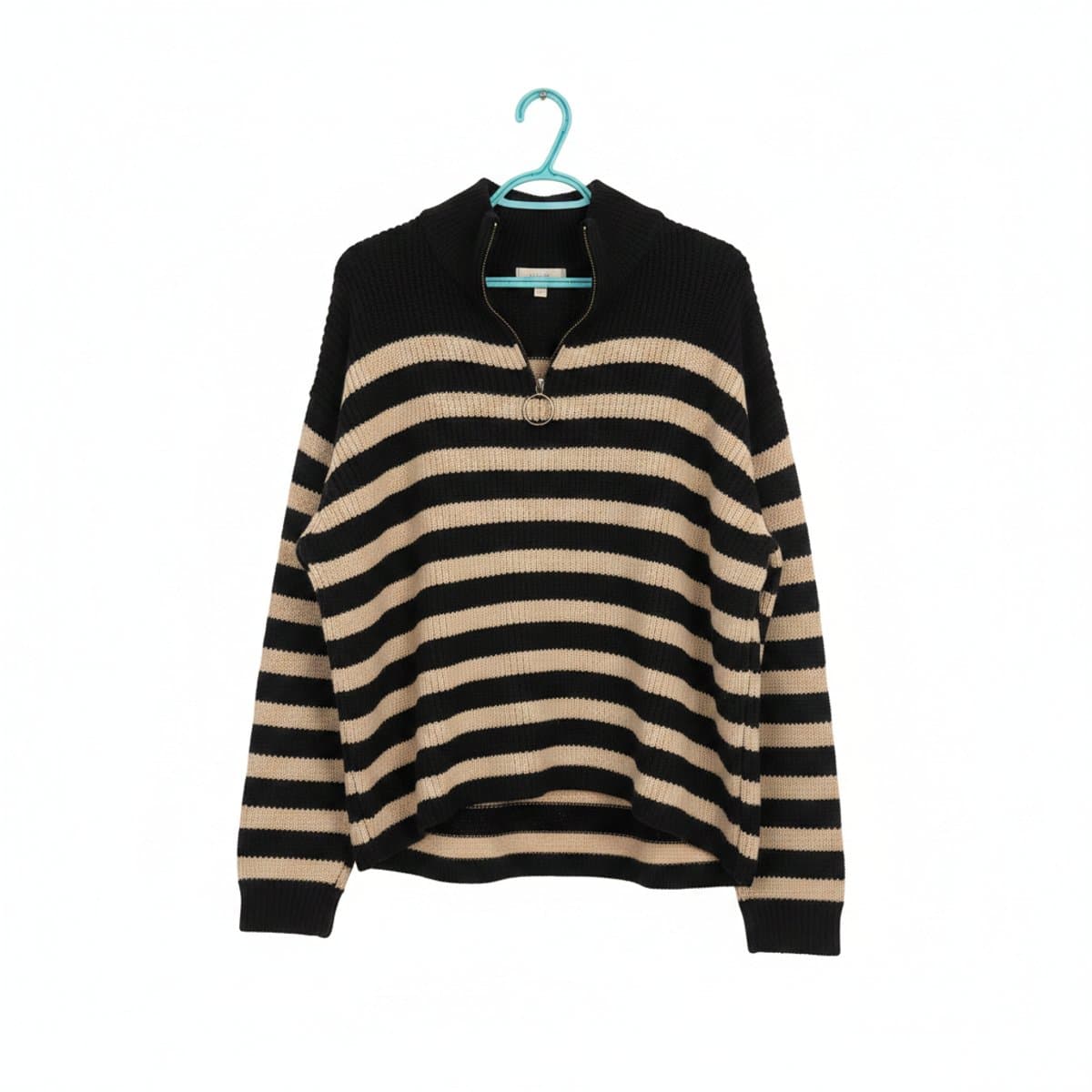 Striped Quarter-Zip Knit Sweater