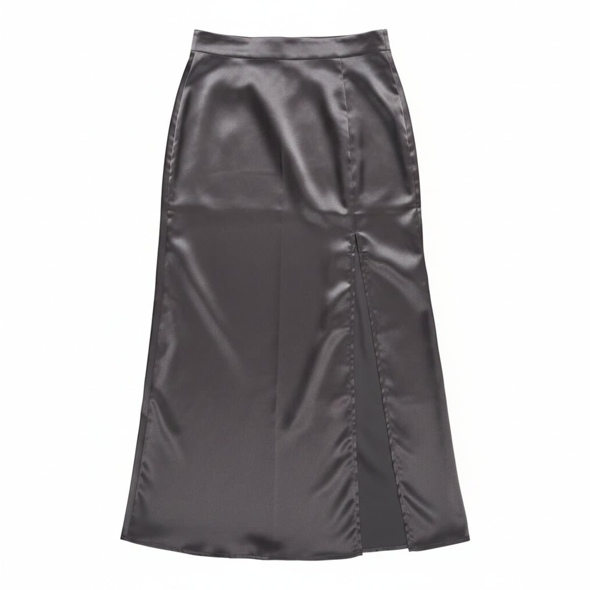 Satin Midi Skirt with Side Slit