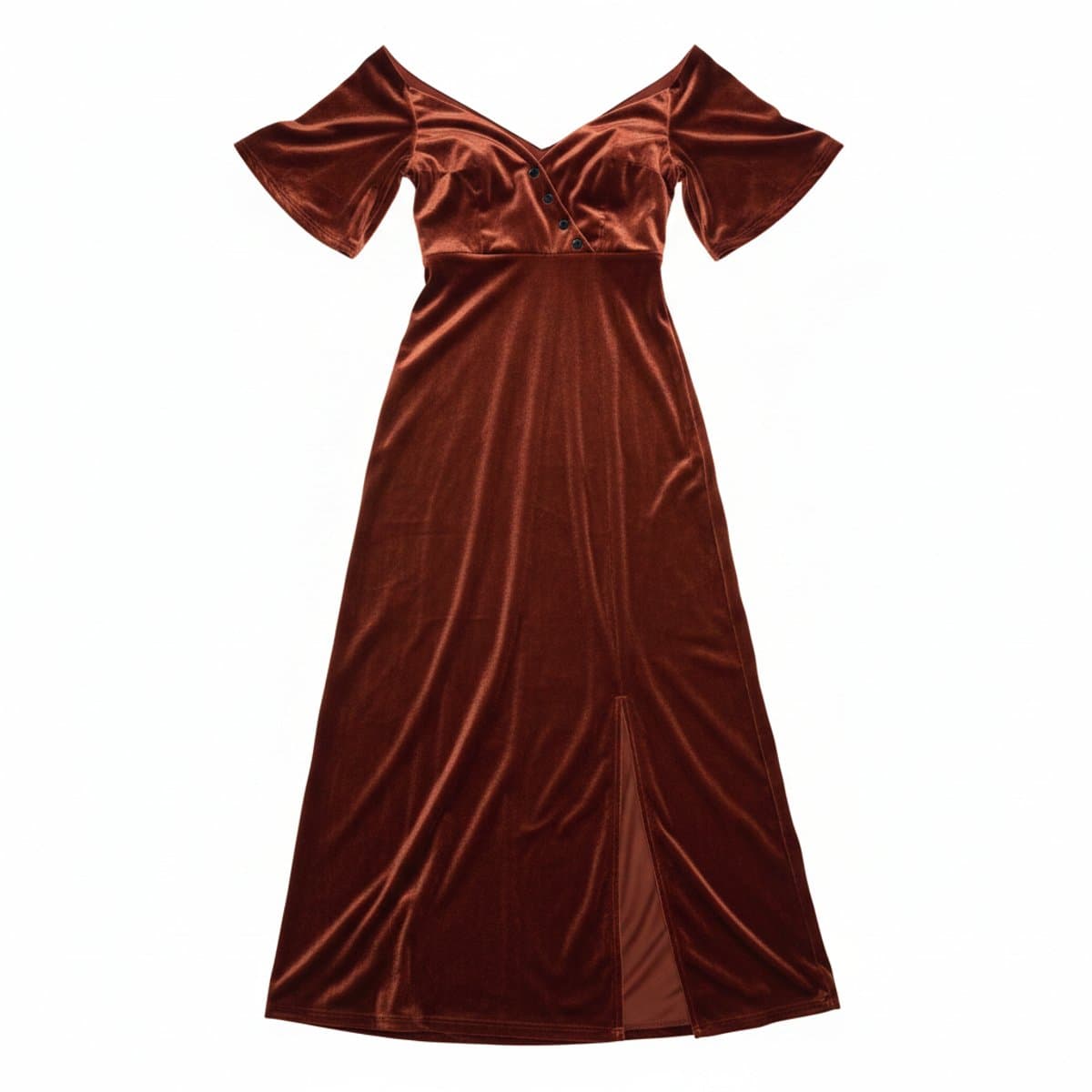 Vintage Rust Velvet Maxi Dress