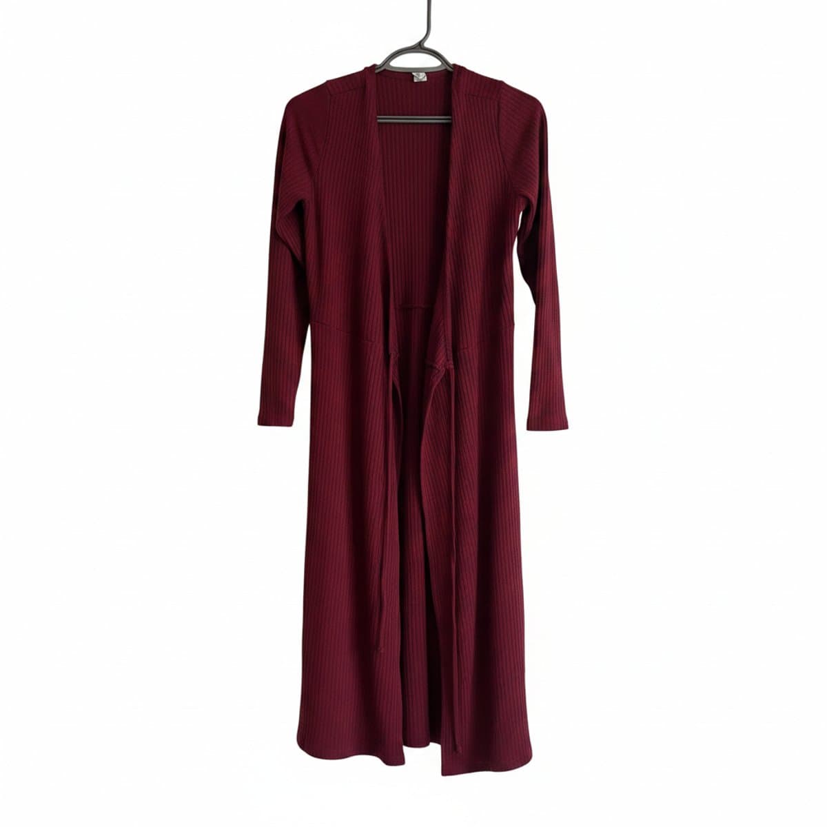 Ribbed Burgundy Duster Cardigan