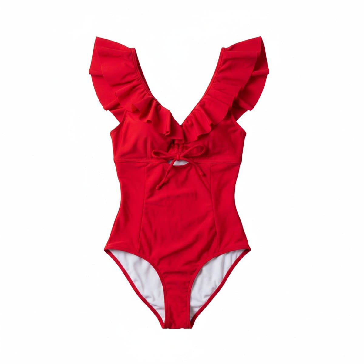 Unbranded Red Ruffle One-Piece Swimsuit