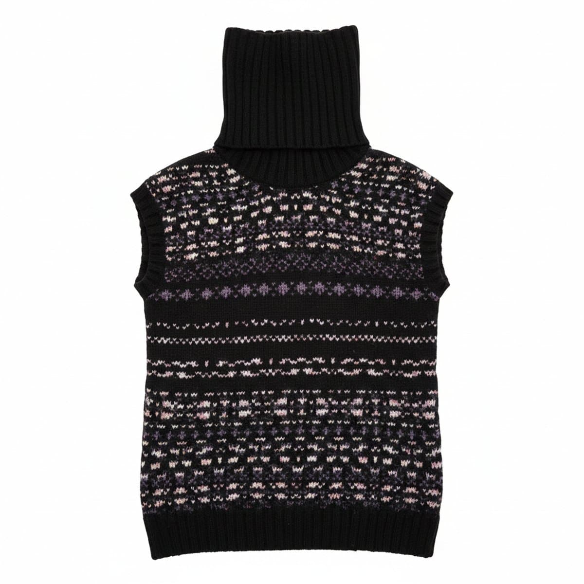 Black Turtleneck Knit Sweater Vest