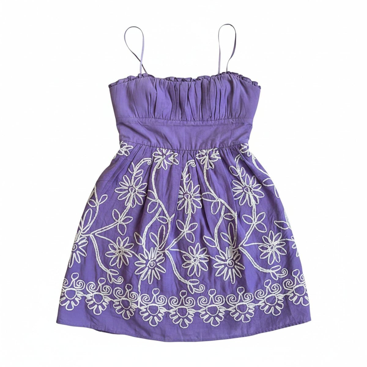 Purple Embroidered Strapless Dress