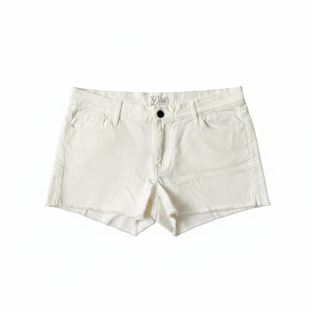 Diva White Cut-Off Denim Shorts
